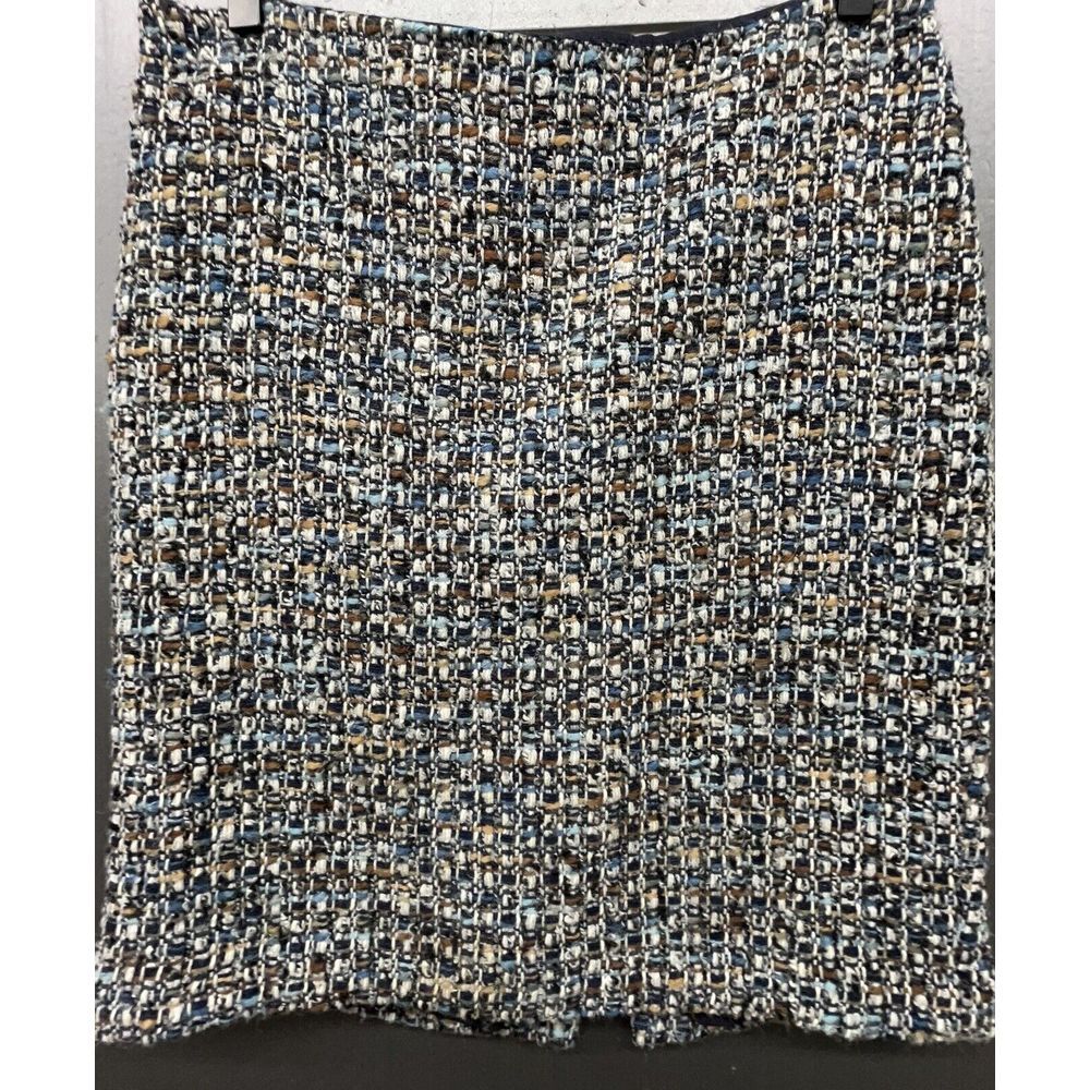 Talbots Petites Pencil Skirt 8P Wool‎ Blend Tweed Mini Black Brown Blue Career